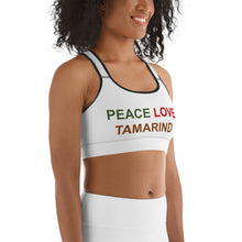 Load image into Gallery viewer, The Tamarind Man's Peace Love Tamarind Jam Sports bra