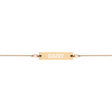 Load image into Gallery viewer, The Tamarind Man's Jam Daisy Engraved Silver Bar Chain Bracelet