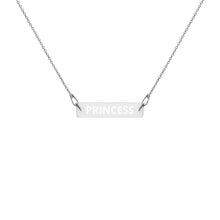 Load image into Gallery viewer, The Tamarind Man's Jam Princess Engraved Silver Bar Chain Necklace