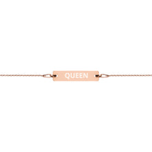 Load image into Gallery viewer, The Tamarind Man's Jam Queen Engraved Silver Bar Chain Bracelet