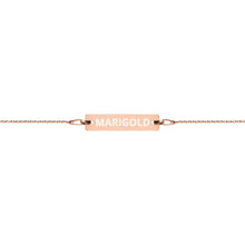 Load image into Gallery viewer, The Tamarind Man's Jam Marigold Engraved Silver Bar Chain Bracelet