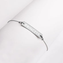 Load image into Gallery viewer, The Tamarind Man's Jam Princess Engraved Silver Bar Chain Bracelet