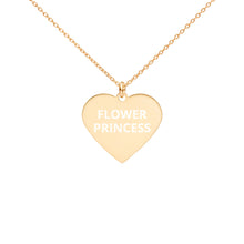 Load image into Gallery viewer, The Tamarind Man's Jam Flower Princess Engraved Silver Heart Necklace