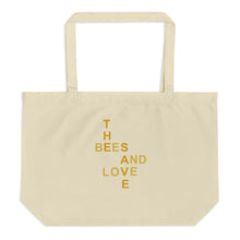 Load image into Gallery viewer, The Tamarind Man's Jam Save The Bees and Love Large organic tote bag