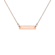 Load image into Gallery viewer, The Tamarind Man's Jam Princess Engraved Silver Bar Chain Necklace