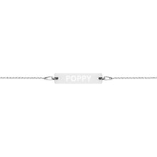 Load image into Gallery viewer, The Tamarind Man's Jam Poppy Engraved Silver Bar Chain Bracelet