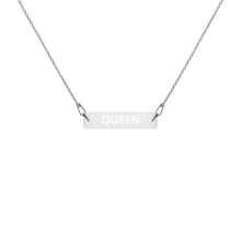 Load image into Gallery viewer, The Tamarind Man's Jam Queen Engraved Silver Bar Chain Necklace