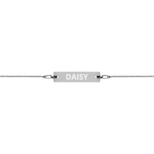 Load image into Gallery viewer, The Tamarind Man's Jam Daisy Engraved Silver Bar Chain Bracelet