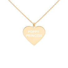 Load image into Gallery viewer, The Tamarind Man's Jam Poppy Princess Engraved Silver Heart Necklace