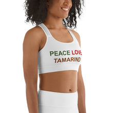 Load image into Gallery viewer, The Tamarind Man's Peace Love Tamarind Jam Sports bra