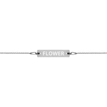 Load image into Gallery viewer, The Tamarind Man's Jam Flower Engraved Silver Bar Chain Bracelet