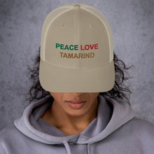 Load image into Gallery viewer, The Tamarind Man's Jam Peace Love Tamarind Trucker Cap
