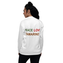 Load image into Gallery viewer, The Tamarind Man's Jam Peace Love Tamarind Unisex Bomber Jacket