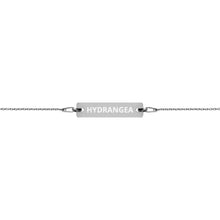 Load image into Gallery viewer, The Tamarind Man's Jam Hydrangea Engraved Silver Bar Chain Bracelet