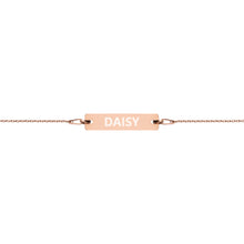 Load image into Gallery viewer, The Tamarind Man's Jam Daisy Engraved Silver Bar Chain Bracelet