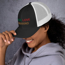 Load image into Gallery viewer, The Tamarind Man's Jam Peace Love Tamarind Trucker Cap