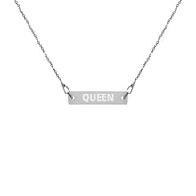 Load image into Gallery viewer, The Tamarind Man's Jam Queen Engraved Silver Bar Chain Necklace
