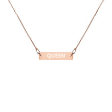 Load image into Gallery viewer, The Tamarind Man's Jam Queen Engraved Silver Bar Chain Necklace