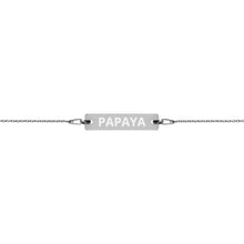 Load image into Gallery viewer, The Tamarind Man's Jam Papaya Engraved Silver Bar Chain Bracelet
