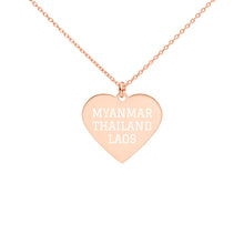 Load image into Gallery viewer, The Tamarind Man's Jam Myanmar Thailand Laos Engraved Silver Heart Necklace