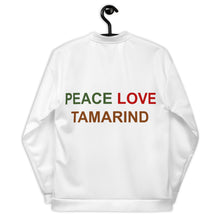 Load image into Gallery viewer, The Tamarind Man's Jam Peace Love Tamarind Unisex Bomber Jacket