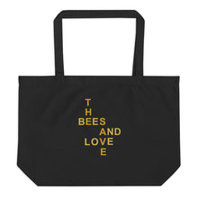 Load image into Gallery viewer, The Tamarind Man's Jam Save The Bees and Love Large organic tote bag