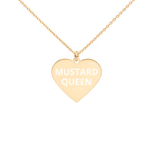 Load image into Gallery viewer, The Tamarind Man's Jam Mustard Queen Engraved Silver Heart Necklace