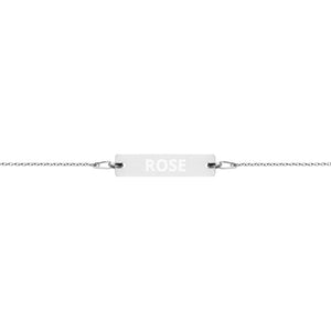 The Tamarind Man's Jam Rose Engraved Silver Bar Chain Bracelet