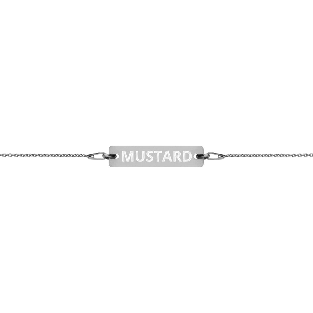 The Tamarind Man's Jam Mustard Engraved Silver Bar Chain Bracelet