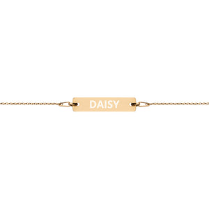 The Tamarind Man's Jam Daisy Engraved Silver Bar Chain Bracelet