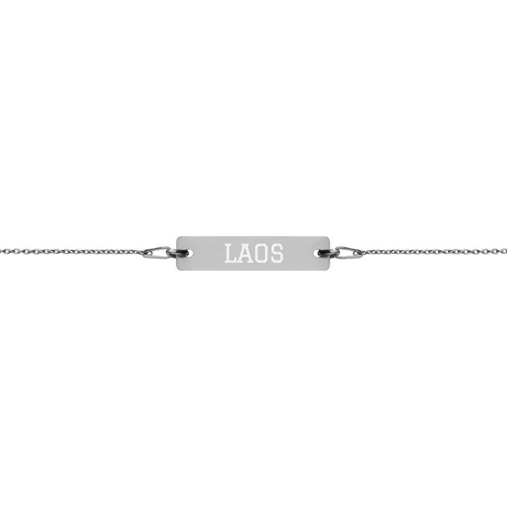 The Tamarind Man's Jam Laos Engraved Silver Bar Chain Bracelet