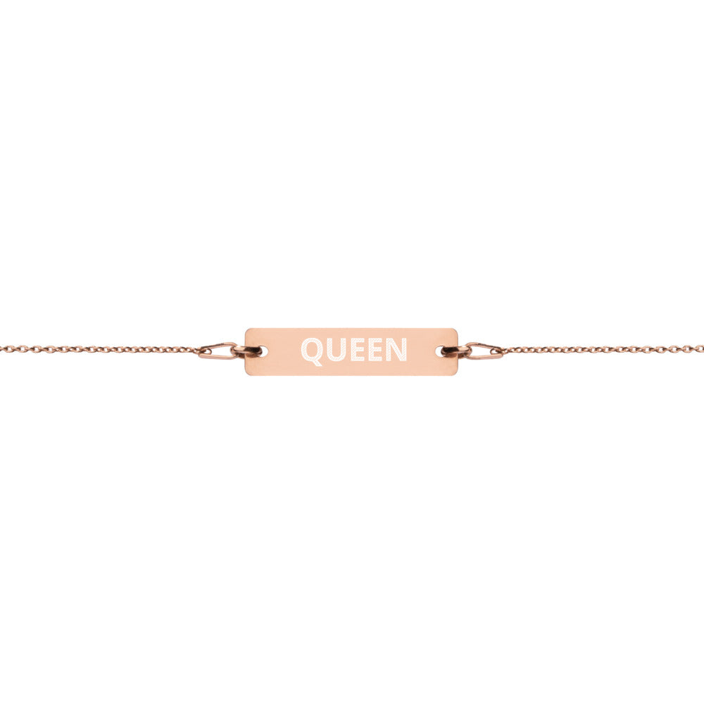 The Tamarind Man's Jam Queen Engraved Silver Bar Chain Bracelet