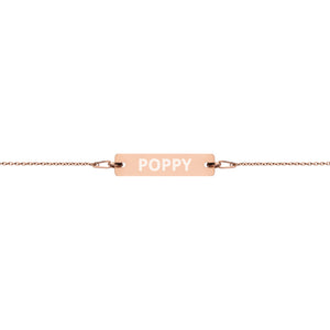 The Tamarind Man's Jam Poppy Engraved Silver Bar Chain Bracelet