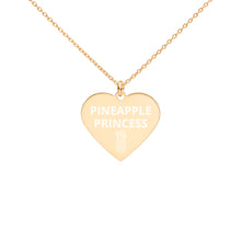 Load image into Gallery viewer, The Tamarind Man&#39;s Jam Pineapple Princess Engraved Silver Heart Necklace
