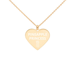 The Tamarind Man's Jam Pineapple Princess Engraved Silver Heart Necklace