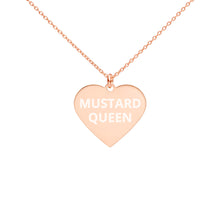 Load image into Gallery viewer, The Tamarind Man&#39;s Jam Mustard Queen Engraved Silver Heart Necklace
