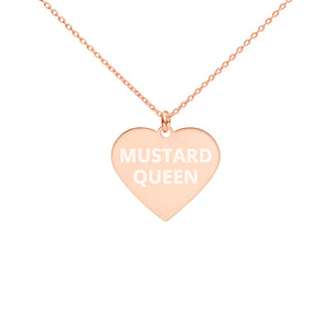 The Tamarind Man's Jam Mustard Queen Engraved Silver Heart Necklace