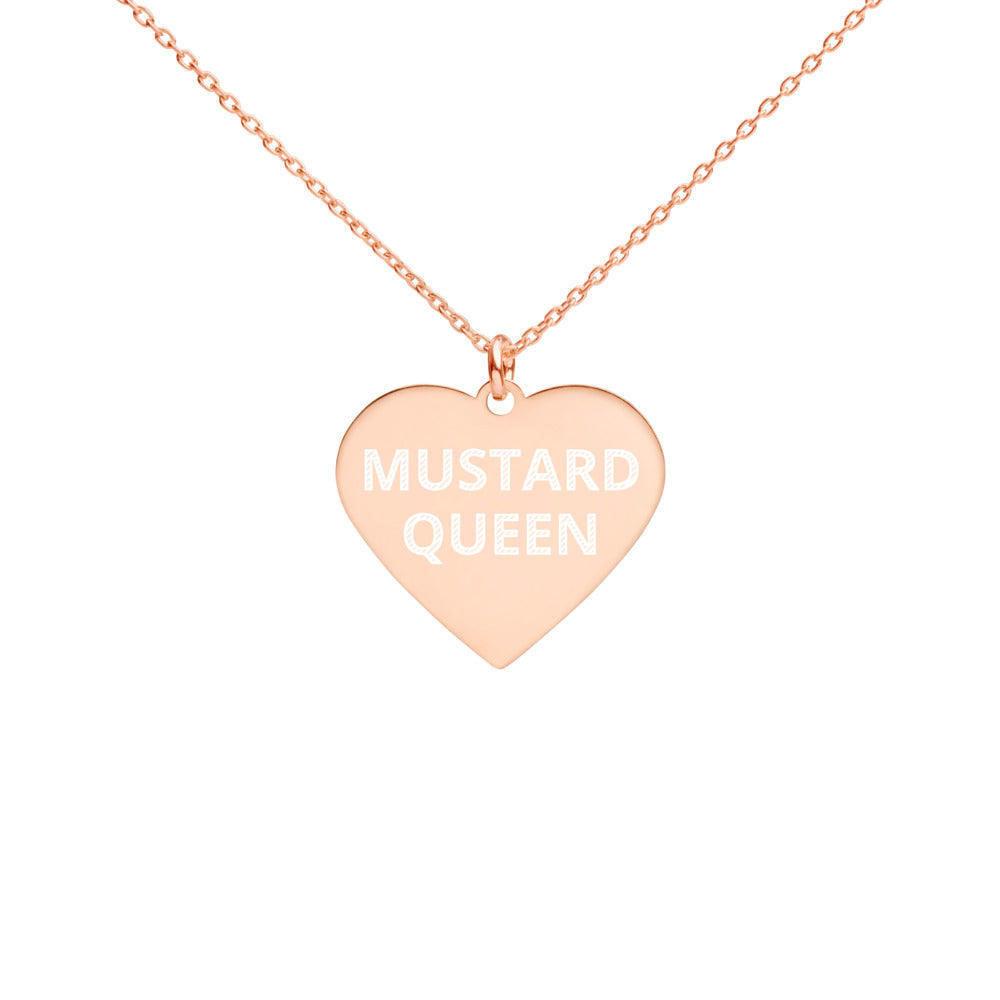 The Tamarind Man's Jam Mustard Queen Engraved Silver Heart Necklace