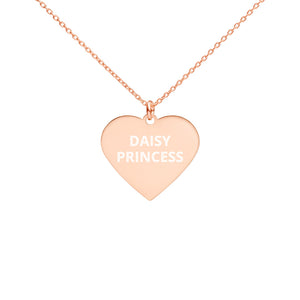 The Tamarind Man's Jam Daisy Princess Engraved Silver Heart Necklace