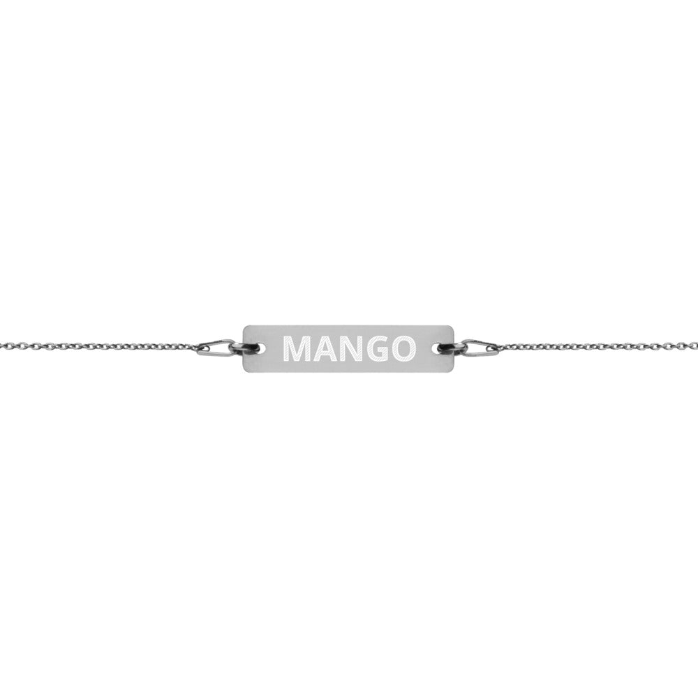 The Tamarind Man's Jam Mango Engraved Silver Bar Chain Bracelet