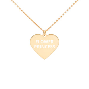 The Tamarind Man's Jam Flower Princess Engraved Silver Heart Necklace