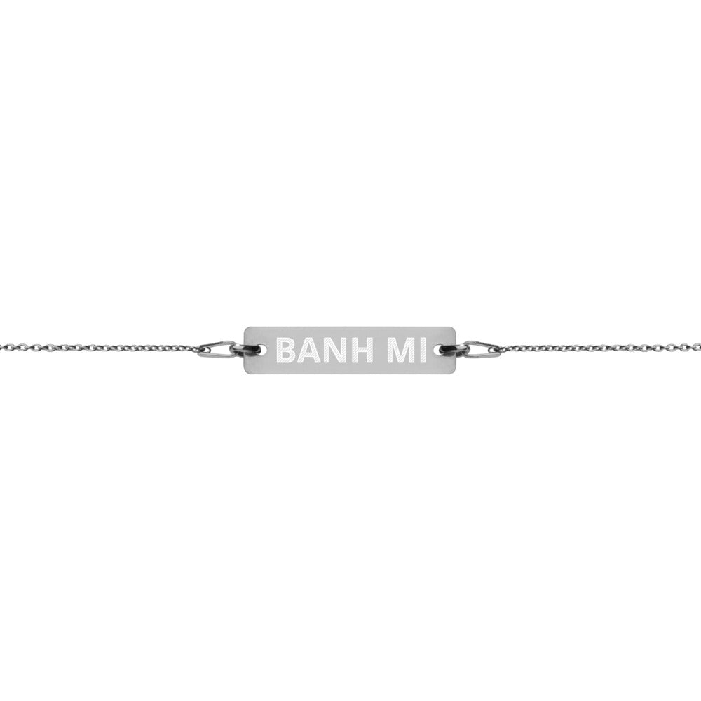 The Tamarind Man's Jam Banh Mi Engraved Silver Bar Chain Bracelet