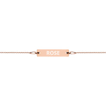 Load image into Gallery viewer, The Tamarind Man&#39;s Jam Rose Engraved Silver Bar Chain Bracelet
