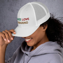 Load image into Gallery viewer, The Tamarind Man&#39;s Jam Peace Love Tamarind Trucker Cap
