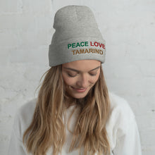 Load image into Gallery viewer, The Tamarind Man&#39;s JamPeace Love Tamarind Cuffed Beanie
