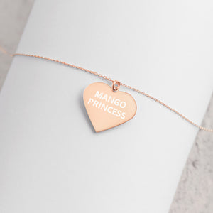 The Tamarind Man's Jam Mango Princess Engraved Silver Heart Necklace