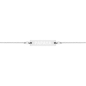 The Tamarind Man's Jam Papaya Engraved Silver Bar Chain Bracelet