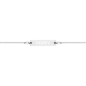 The Tamarind Man's Jam Poppy Engraved Silver Bar Chain Bracelet