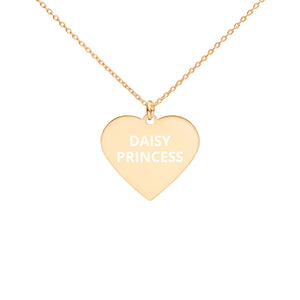 The Tamarind Man's Jam Daisy Princess Engraved Silver Heart Necklace