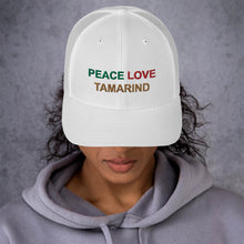 Load image into Gallery viewer, The Tamarind Man&#39;s Jam Peace Love Tamarind Trucker Cap
